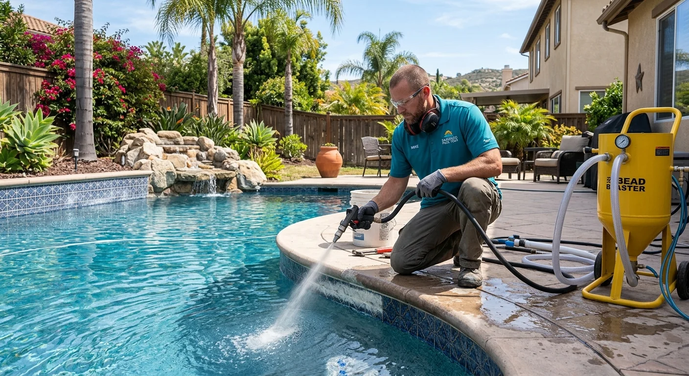 Pool professional bead blasting scaled waterline tile