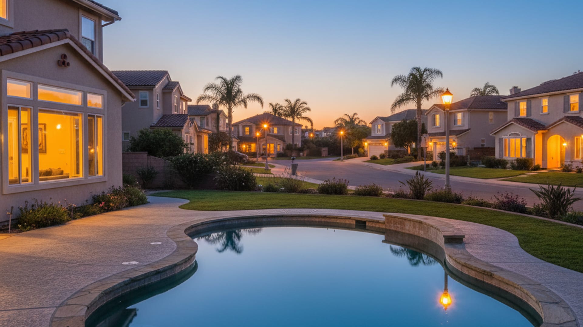 Sunlit backyard pool in Boulevard, San Diego County